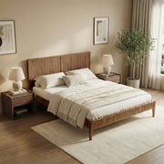 Fluted Acacia Wood Bed Frame — packaging and unboxing view