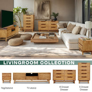 Elara Solid Wood Dresser with 5 Drawers — styled in a complete room vignette