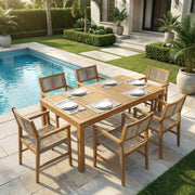 Rope-Woven Eucalyptus Outdoor Armchair Set