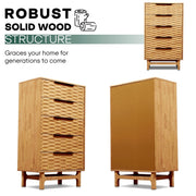 Elara Solid Wood Dresser with 5 Drawers — back and side profile detail