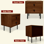 Hevea Wood 2-Drawer Nightstand