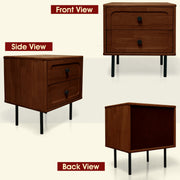 Hevea Wood 2-Drawer Nightstand