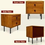Hevea Wood 2-Drawer Nightstand