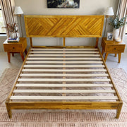 Chevron Parquet Solid Wood Bed Frame