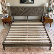 Chevron Parquet Solid Wood Bed Frame