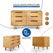 Carved Hevea Wood Six-Drawer Dresser — back and side profile detail