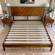Chevron Parquet Solid Wood Bed Frame