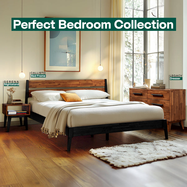 Callisto Solid Wood Bed Frame and Nightstand