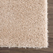 Solid Beige Shag Washable Area Rug