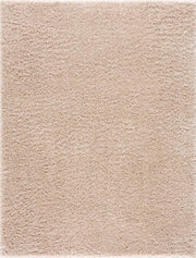 Solid Beige Shag Washable Area Rug