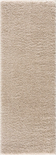 Solid Beige Shag Washable Area Rug