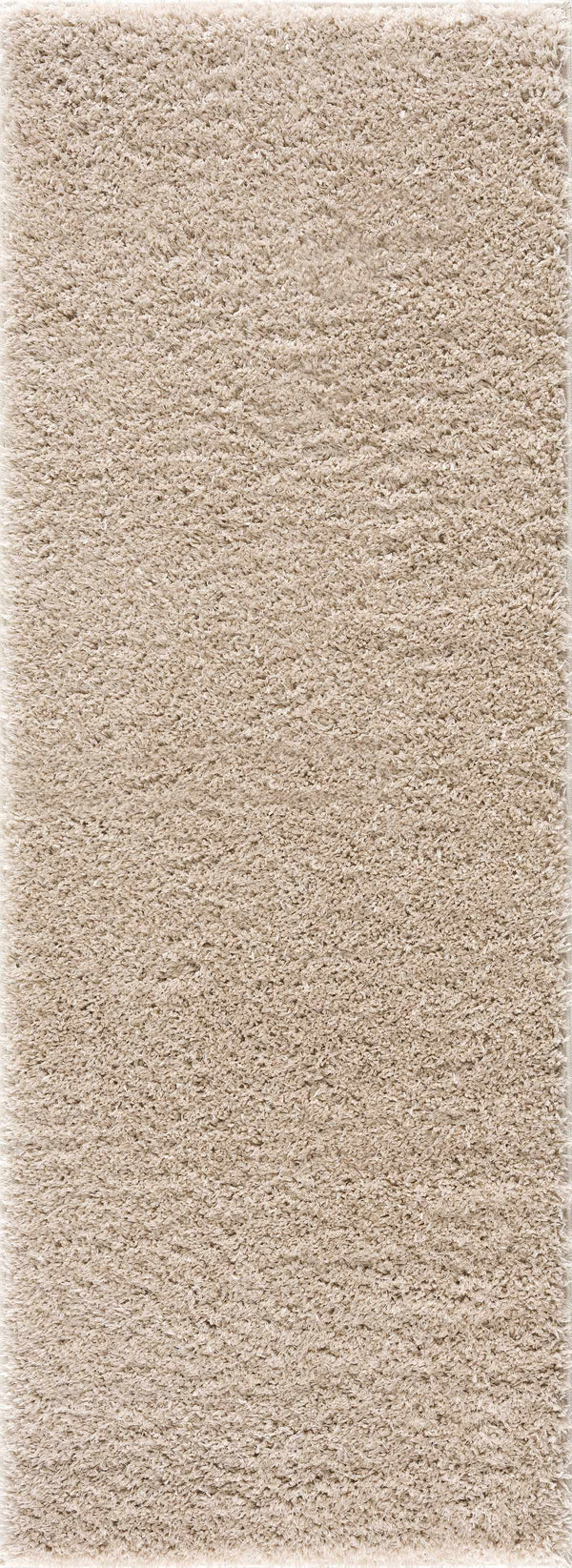 Solid Beige Shag Washable Area Rug