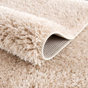 Solid Beige Shag Washable Area Rug