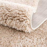 Solid Beige Shag Washable Area Rug