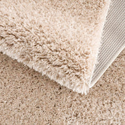 Solid Beige Shag Washable Area Rug