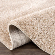 Solid Beige Shag Washable Area Rug