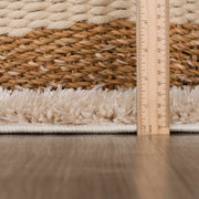 Solid Beige Shag Washable Area Rug