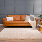 Solid Beige Shag Washable Area Rug