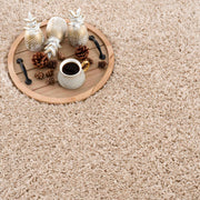 Solid Beige Shag Washable Area Rug