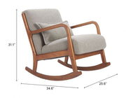 Boucle Upholstered Wood Rocking Chair — detail of finish and surface variation