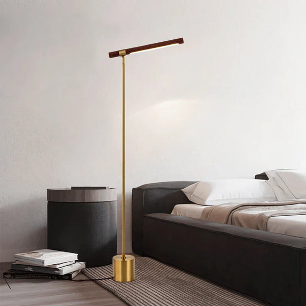 Wood-Grain Bar LED Floor Lamp