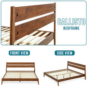 Acacia Wood-Grain Platform Bed Frame