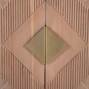 Carved Acacia Two-Door Storage Cabinet — back and side profile detail