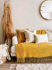 Cream Sherpa Lumbar Pillow Cover — alternate styling showing pillow grouped with coordinating textiles