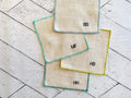 Embroidered Linen Cocktail Coaster Set