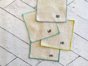 Embroidered Linen Cocktail Coaster Set