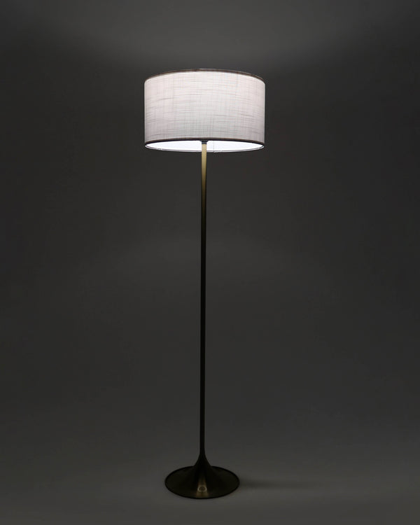 Tulip Base Brass-Tone Floor Lamp
