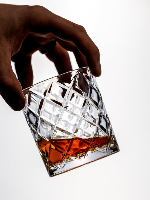 Diamond-Cut Weighted Rocks Glass
