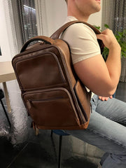 Full-Grain Leather Laptop Backpack