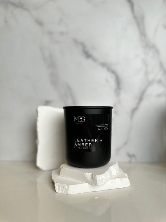 Leather + Amber | 12oz Candle