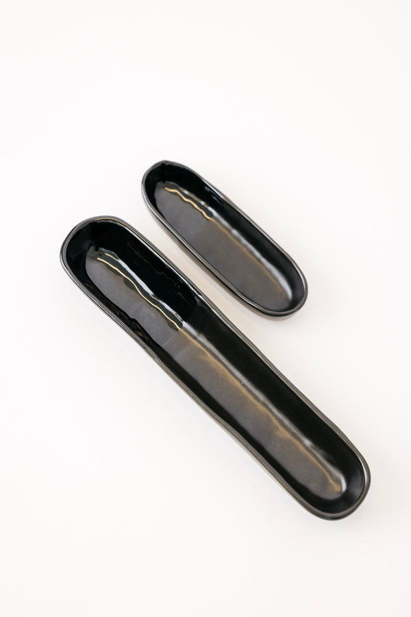 Glossy Black Ceramic Olive Bowl Set