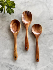 Teak Wood Serving Spoon Set — styled in a complete room vignette