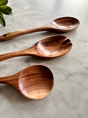 Close-up of material and construction detail — Teak Wood Serving Spoon Set