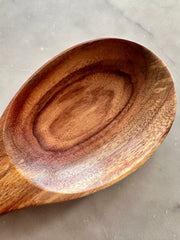 Teak Wood Serving Spoon Set — detail of finish and surface variation