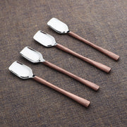 Close-up of material and construction detail — Wood-Handle Steel Cheese Scoop Set