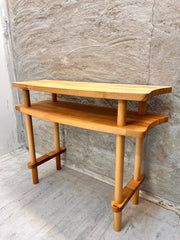 Solid Wood Console Table and Mirror Set