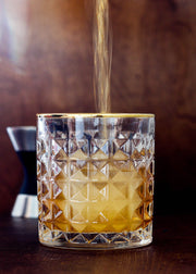 Gold-Rimmed Faceted Lowball Glass Set