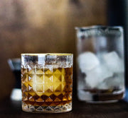 Gold-Rimmed Faceted Lowball Glass Set