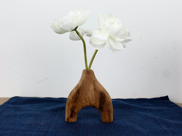 Hand-Carved Mixed Wood Dry Vase Set — alternate angle showing glaze variation and silhouette