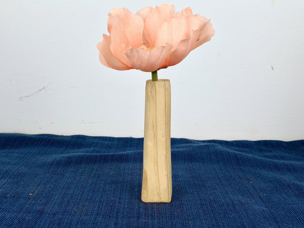Hand-Carved Mixed Wood Dry Vase Set styled with dried botanicals on a shelf