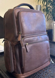 Full-Grain Leather Laptop Backpack