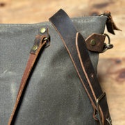 Waxed Canvas Leather Tote Bag