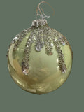 Sage Green Glass Sparkle Teardrop Ornament, 4 in
