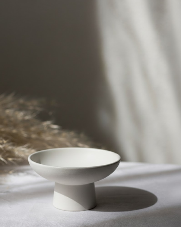 Matte White Footed Decorative Bowl