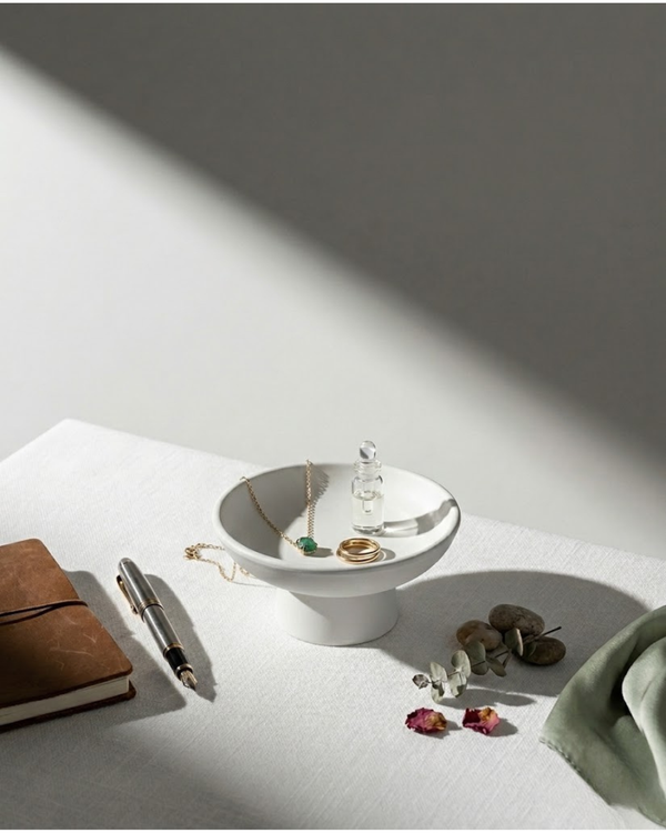 Matte White Footed Decorative Bowl