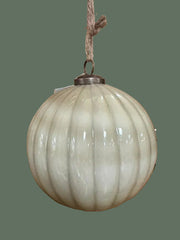 Ivory Embossed Vertical Stripe Ornament, 5 in